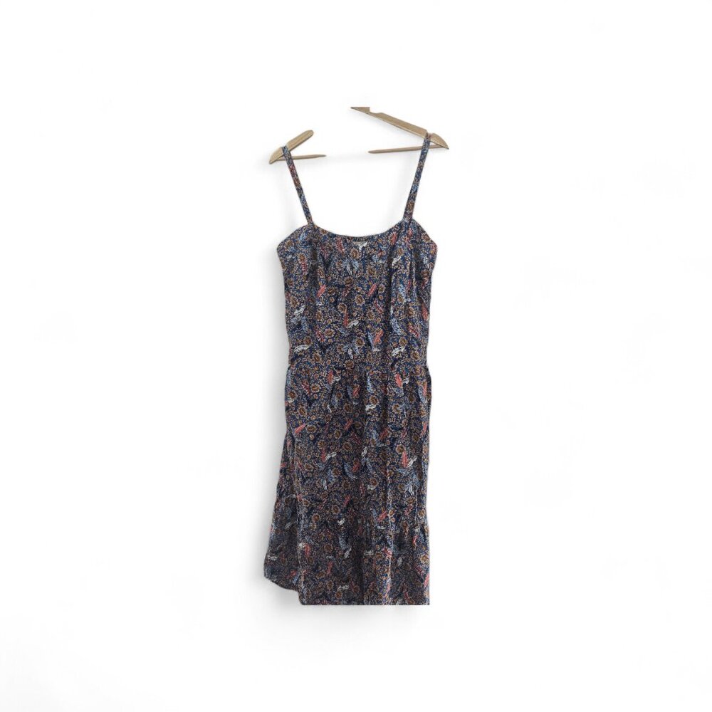 Knox Rose Blue Feathers Paisley Boho Lined Midi Dress XL